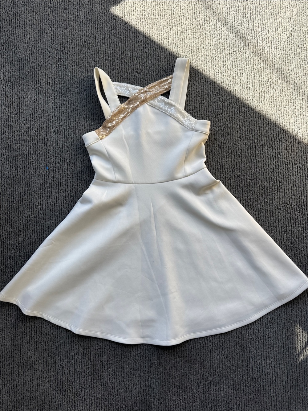 Hannah Banana by Sara Sara White Dress with Gold Sequin Cross Straps